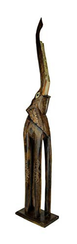 Things2Die4 Hand Carved Wood Standing Decorated Elephant Statue 32 inch Tall