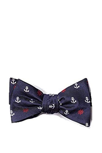 Men's Nautical Anchors  and  Ships Wheels Butterfly Bow Tie Neckwear -Navy Blue-