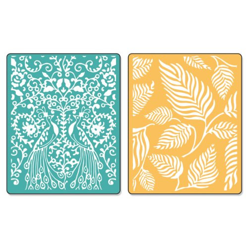 Sizzix Textured Impressions Embossing Folders 2PK - Peacocks  and  Leaves Set by Dena Designs