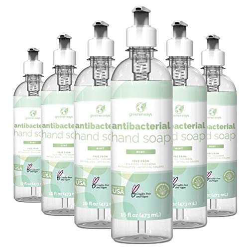 Greenerways Antibacterial Hand Soap - Made in USA - Mint Liquid Hand Soap with Pump and Soothing Aloe Vera - Sulfate-Free, Paraben-Free, Cruelty-Free, Vegan Hand Wash -16 Fl Oz -6 Pack- - Mint- Greenerways Antibacterial Hand Soap - Made in USA - Mint Liquid Hand Soap with Pump and Soothing Aloe Vera - Sulfate-Free, Paraben-Free, Cruelty-Free, Vegan Hand Wash -16 Fl Oz -6 Pack- - Mint-