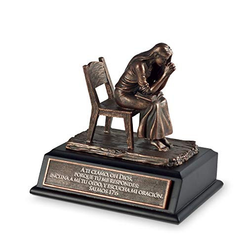 Lighthouse Christian Products Mujer Rezando -Praying Woman- Bronzelike Finish 4.25 x 3.5 Cast Stone Sculpture