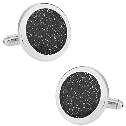 Cuff-Daddy Black Diamond Dust Silver Cufflinks Cuff Links with Presentation Box