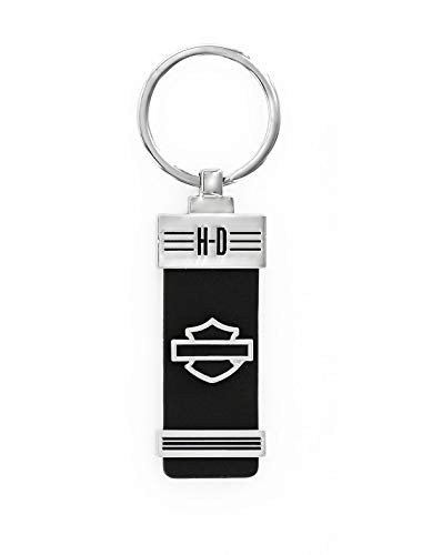 Harley-Davidson 3D Metal B and S Leather FOB Black Keychain HDK415