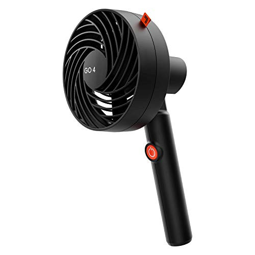 Sharper Image GO 4 Rechargeable Handheld Personal Fan with 3 Speeds, Black