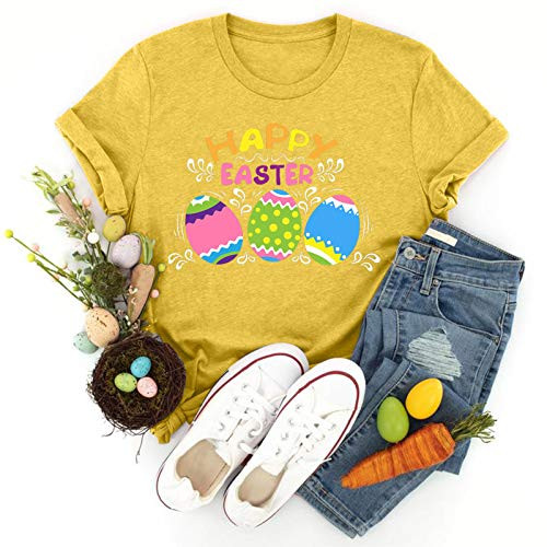 Dosoop Womens Happy Easter T-Shirt Short Sleeve Printed Graphic Shirts Tees Crewneck Casual Summer Tops Blouse Dosoop Womens Happy Easter T-Shirt Short Sleeve Printed Graphic Shirts Tees Crewneck Casual Summer Tops Blouse