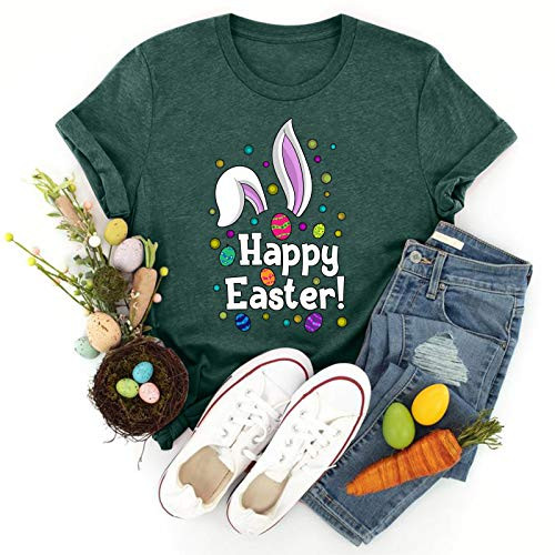 Dosoop Womens Happy Easter Letter Printed T-Shirt Short Sleeve Graphic Shirts Tees Crewneck Casual Loose Tops Blouse Dosoop Womens Happy Easter Letter Printed T-Shirt Short Sleeve Graphic Shirts Tees Crewneck Casual Loose Tops Blouse