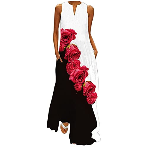 Summer Dress for Women Casual,Womens Sleeveless Pockets Plus Size Long Maxi Dress Sexy V Neck Loose Boho Beach Dresses D-red Summer Dress for Women Casual,Womens Sleeveless Pockets Plus Size Long Maxi Dress Sexy V Neck Loose Boho Beach Dresses D-red