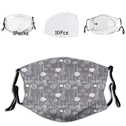 1 mask with 10 filters Activated carbon mask Facial decorations for adults Monochrome Composition with Blizzard Figures Artistic Roman