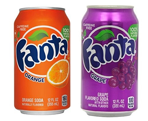 Fanta Coke Flavor Variety Soda Bundle -Orange/Grape Bundle of 12 Cans-
