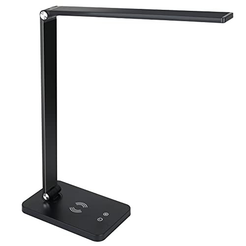 Yongkist Mulifuction LED Desk Lamp Fordable Black Desk Lamp with USB Charging Port, 5 Lighting Modes with 3 Brightness Levels, Memory Function, Touch Control, Eye-Caring Office Table Lamp