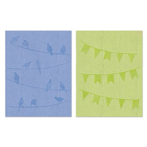 Sizzix Textured Impressions Embossing Folders 2/Pkg-Birds  and  Banners