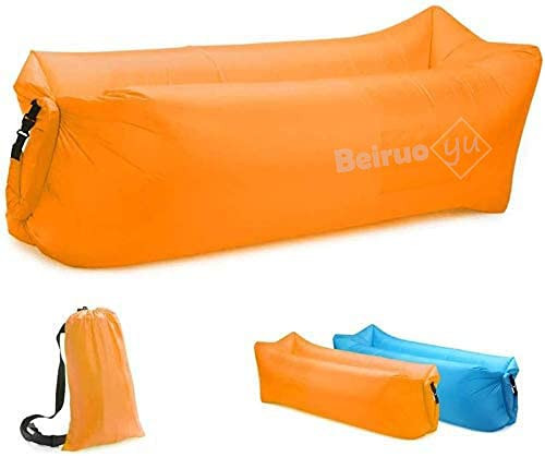 Beiruoyu Inflatable Lounger Air Chair Sofa Bed Sleeping Bag Couch for Beach Camping Lake Garden -Orange-