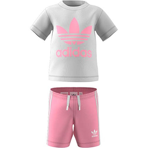 adidas Originals unisex-baby Trefoil Shorts Tee Set White/Light Pink 18M adidas Originals unisex-baby Trefoil Shorts Tee Set White/Light Pink 18M
