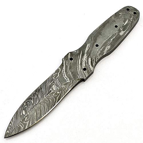 Handmade Damascus Steel Hunting Knife Blank Blade Fire Storm Pattern 6.7 Inches VK2172