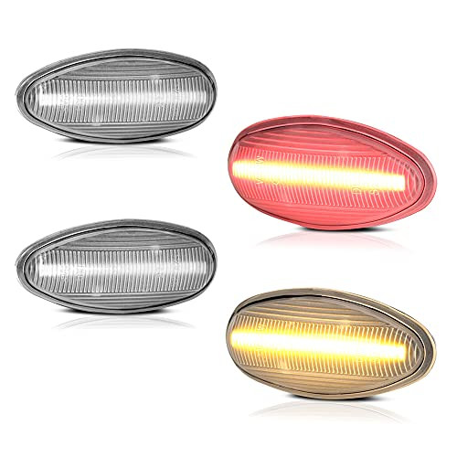 -4-Pieces- For 2001-2014 Chevy Silverado GMC Sierra 3500HD Dually Pickup Red  plus Amber LED Strip Rear Fender Light Side Marker Lamp Replacement, Driver  and  Passenger Side