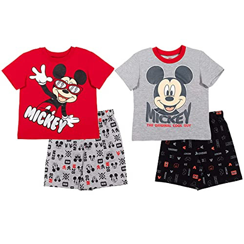Disney Mickey Mouse Toddler Boys French Terry 4 Piece Mix n' Match T-Shirt Shorts Set 2T Red/Grey Disney Mickey Mouse Toddler Boys French Terry 4 Piece Mix n' Match T-Shirt Shorts Set 2T Red/Grey