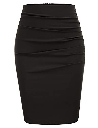 GRACE KARIN Women's Knee Length Pencil Skirts Slim Fit Business Skirt Size L, Dark Brown