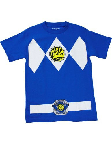 Power Rangers Mighty Morphin Blue Ranger Men's Costume T-Shirt, Small