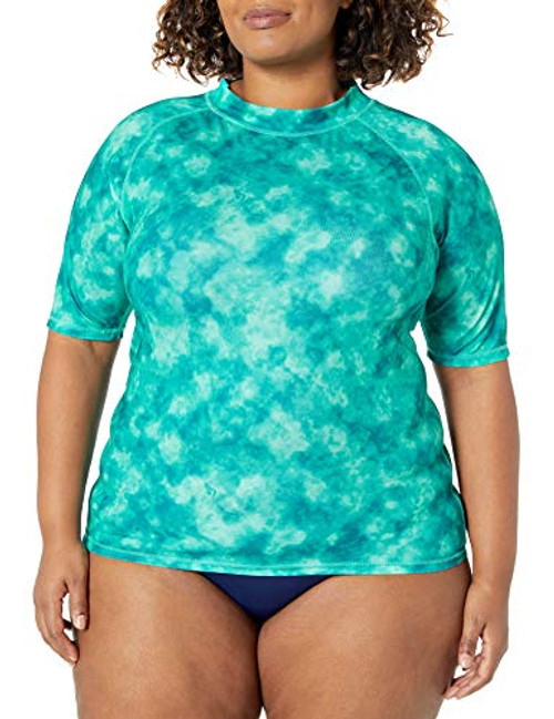 Kanu Surf Women's Plus-Size UPF 50 plus Active Rashguard  and  Workout Top, Green, 1X