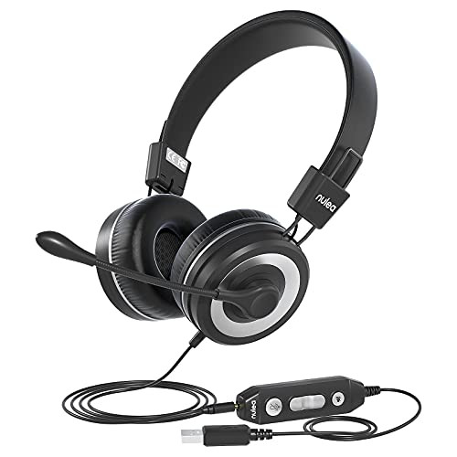 USB Headset with Microphone, Hi-fi Stereo Computer Headset, in-line Controls for Volume  and  Mic Mute, Noise Cancelling Mic  and  Adjustable Mic Boom for PC  and  Mac, Perfect for Classroom, Home, Office