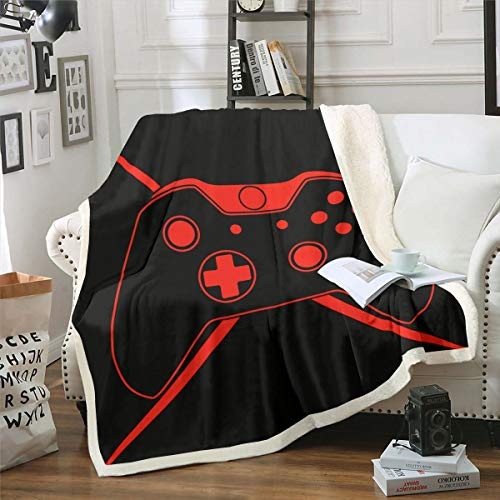 Erosebridal Gamepad Plush Bed Blanket, Teens Video Games Sherpa Blanket Throw Size, Modern Gamer Action Buttons Throw Blanket for Kids Boys Girls Youth, Joystick Player Gaming Fleece Throw, Black Red Erosebridal Gamepad Plush Bed Blanket, Teens Video Games Sherpa Blanket Throw Size, Modern Gamer Action Buttons Throw Blanket for Kids Boys Girls Youth, Joystick Player Gaming Fleece Throw, Black Red