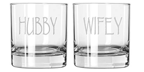 Alankathy Mugs Wifey Hubby Mr Mrs Wine glass Beer Rock -SET OF 2 ROCK WHISKEY GLASS WIFEY  and  HUBBY-