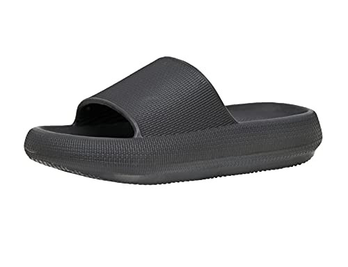 Cushionaire Women's Feather recovery cloud slide sandal with  plusComfort, Black 7