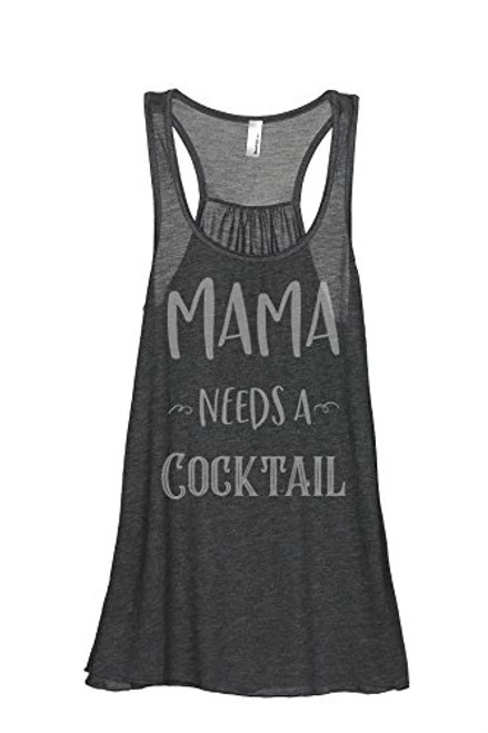 Thread Tank Mama Needs A Cocktail Women's Fashion Sleeveless Flowy Racerback Tank Top Charcoal Grey Large