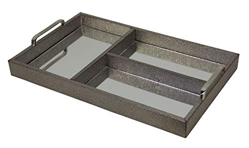 Cheung's FP-4436A Chagrin Compartment Tray With Chrome Handle| Gold
