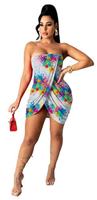 OLUOLIN Womens Wrap V Neck Strapless Tube Bodycon Ruched Cocktail Party Dress OLUOLIN Womens Wrap V Neck Strapless Tube Bodycon Ruched Cocktail Party Dress