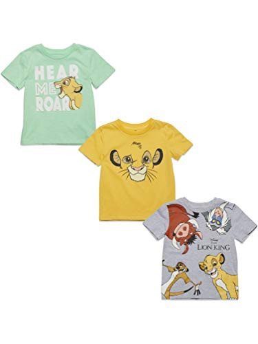Disney The Lion King Toddler Boys 3 Pack Graphic T-Shirts Grey/Yellow/Green 3T