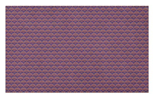 Lunarable Boho Orange Doormat, Colorful Background Pattern with Zigzag Shapes Line Art Motif, Decorative Polyester Floor Mat with Non-Skid Backing, 30" X 18", Purple Orange and Off White