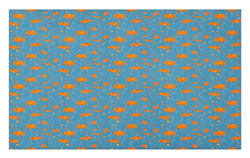 Ambesonne Orange Blue Doormat, Flowers with Thin Peduncles and Buds, Decorative Polyester Floor Mat with Non-Skid Backing, 30" X 18", Dark Turquoise Dark Orange and Dark Magenta