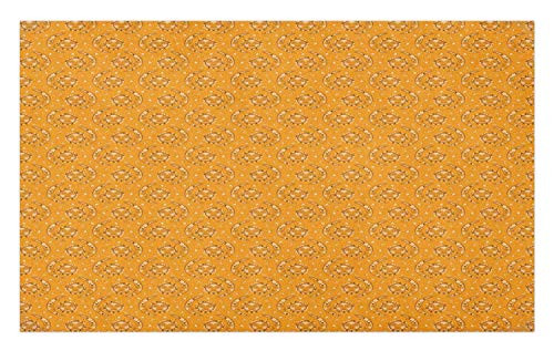 Ambesonne Sun and Moon Doormat, Celestial Mystic Repetitive Pattern in Tangerine Colors, Decorative Polyester Floor Mat with Non-Skid Backing, 30" X 18", Orange Charcoal Grey