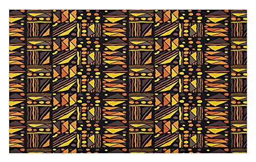 Ambesonne Tribal Doormat, Ethnic Ornamental Style Traditional Classic Geometric Shapes Earth Tones, Decorative Polyester Floor Mat with Non-Skid Backing, 30" X 18", Orange Cocoa and Black