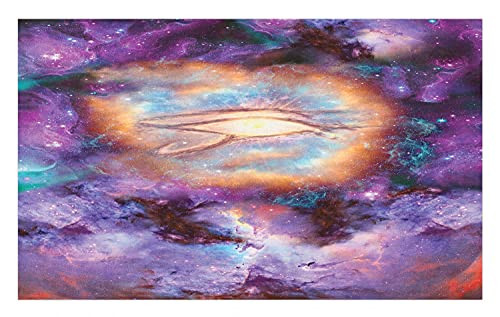 Ambesonne Astronomy Doormat, Psychedelic Backdrop with Nebula Outer Space Trippy Image Print, Decorative Polyester Floor Mat with Non-Skid Backing, 30" X 18", Purple Orange