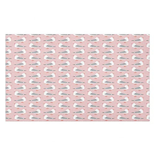 Ambesonne Pink and Orange Doormat, Repetitive Pastel Pattern of Seagulls Aquatic Sea Birds, Decorative Polyester Floor Mat with Non-Skid Backing, 30" X 18", Blush Dark Salmon and Grey