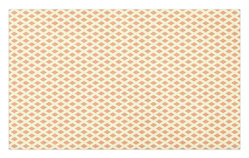 Ambesonne Geometric Doormat, Diagonal Cubical Diamond Line Pattern on Orange Background Tile Pattern Image, Decorative Polyester Floor Mat with Non-Skid Backing, 30" X 18", Pale Orange