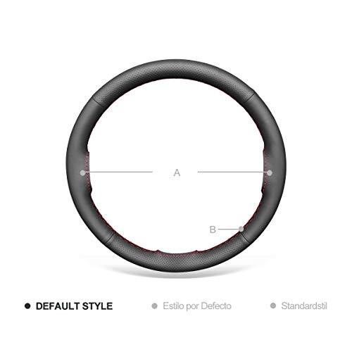 MEWANT Universal Car Steering Wrap Hand Sewing Car Steering Wheel Cover Genuine Leather Breathable Design with Black Thread