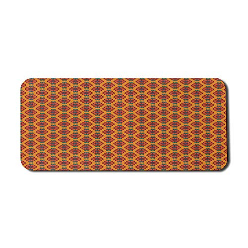 Ambesonne Burnt Orange Computer Mouse Pad, Abstract Flourishing Nature Pattern with Blooming Petals and Foliage Leaves, Rectangle Non-Slip Rubber Mousepad X-Large, 35" x 15" Gaming Size, Multicolor