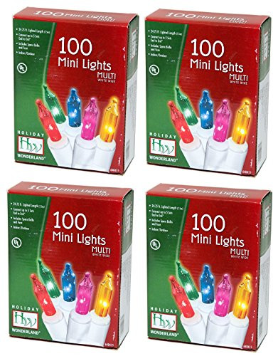 Noma/Inliten Holiday Wonderland's 100 Count Multi Color Christmas Light Set, White Wire (Pack of 4)