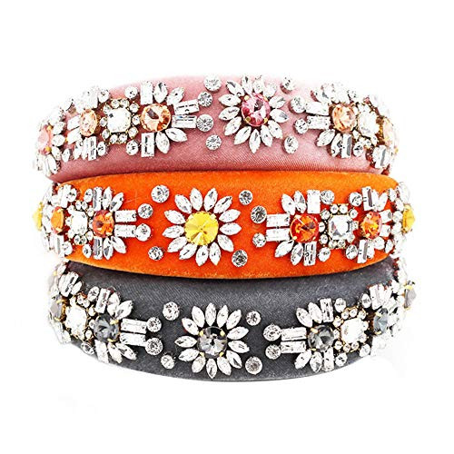 QTMY Rhinestone Crystal Flower Headband,Wide Hair Hoop for Women,Hair Accessories Head Band Headwear -Orange- QTMY Rhinestone Crystal Flower Headband,Wide Hair Hoop for Women,Hair Accessories Head Band Headwear -Orange-