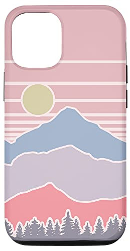 iPhone 12/12 Pro Explore Pink Blue Mountain Silhouette Scene Case