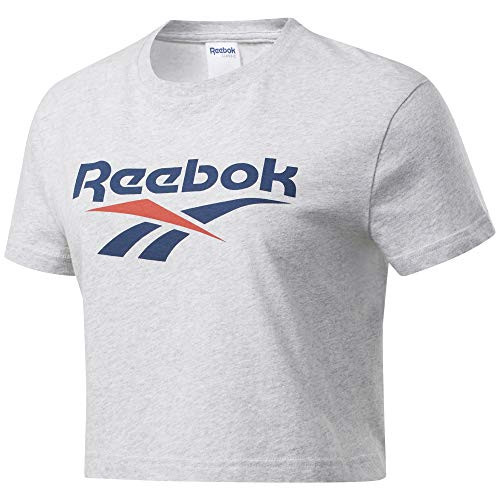 Reebok Classic Vector Crop Tee, Light Grey Heather, Medium