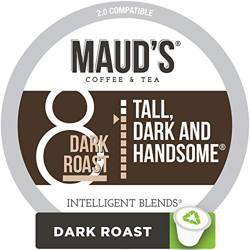 Maud's Dark Roast Coffee (Tall Dark & Handsome), 100ct. Recyclable Single Serve Coffee Pods  Richly satisfying arabica beans California Roasted, k-cup compatible including 2.0