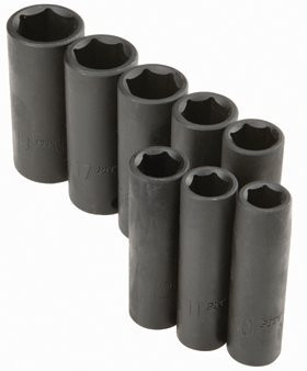 Pittsburgh 8 Piece High Visibility 3/8" Drive Metric Deep Wall Impact Socket Set