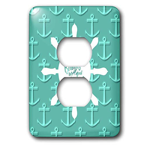 3dRose Russ Billington Tile Designs- Nautical Whimsy - Sea Breezes- Nautical Anchors and Ships Wheel Design- not embossed - 2 plug outlet cover -lsp-311166-6-