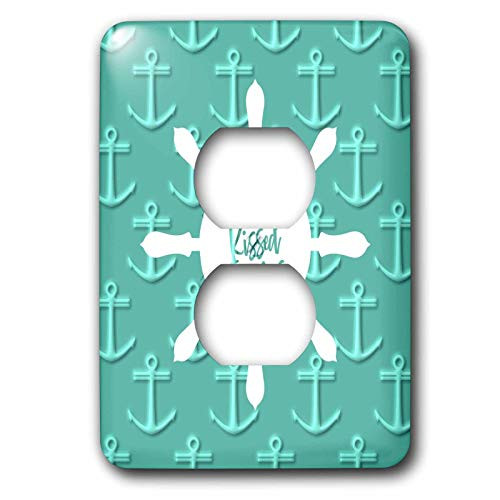 3dRose Russ Billington Tile Designs- Nautical Whimsy - Sun Kissed- Nautical Anchors and Ships Wheel Design- not embossed - 2 plug outlet cover -lsp-311167-6-