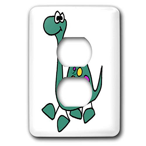 3dRose Funny Cute Blue Brontosaurus Dinosaur Stick Figure - Light Switch Covers -lsp-338232-6-