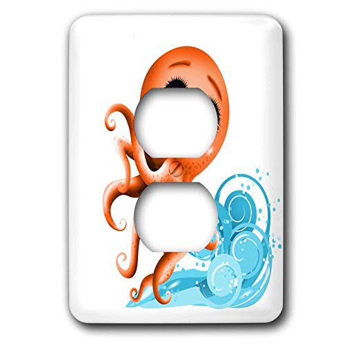 3dRose Cute Orange Octopus Illustration - Light Switch Covers -lsp-340042-6-